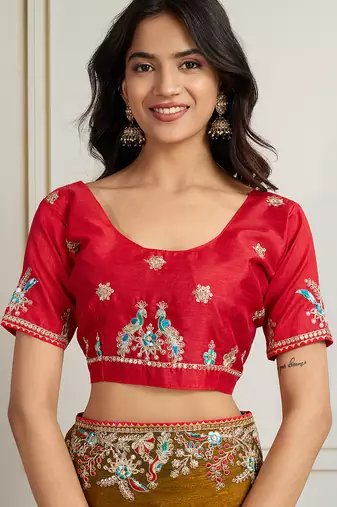 Gold frendy chiffon embroidery work heavy ceremonial saree