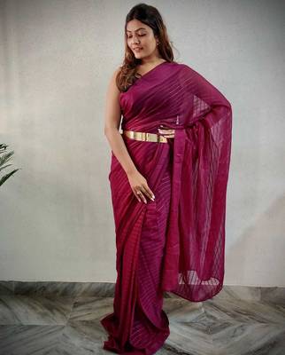 pre draped wine ethnic viscosee woven lining saree 3