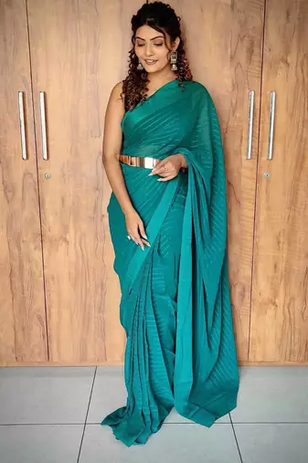 ready made rama ethnic viscosee woven lining saree