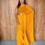 Yellow color ethnic viscose fabric woven lining pre stitched saree