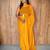 Yellow color ethnic viscose fabric woven lining pre stitched saree