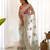Blue color butterfly net fabric designer thread embroidery work ceremonial saree