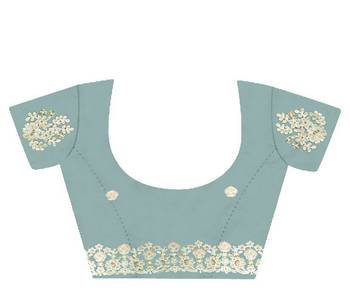 Blue butterfly net thread embroidery work ceremonial saree 5