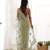 Pista color butterfly net fabric designer thread embroidery work ceremonial saree