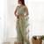 Pista color butterfly net fabric designer thread embroidery work ceremonial saree