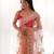 Peach color butterfly net fabric designer thread embroidery work ceremonial saree