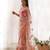 Peach color butterfly net fabric designer thread embroidery work ceremonial saree