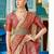 Cream color beautiful woven designer linen cotton fabric saree