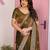 Brown color frendy chiffon fabric designer embroidery and swarovski work partywear saree