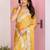 Yellow color frendy chiffon fabric designer embroidery and swarovski work partywear saree