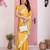 Yellow color frendy chiffon fabric designer embroidery and swarovski work partywear saree