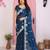 Blue color frendy chiffon fabric designer embroidery and swarovski work partywear saree
