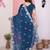 Blue color frendy chiffon fabric designer embroidery and swarovski work partywear saree