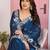 Blue color frendy chiffon fabric designer embroidery and swarovski work partywear saree