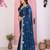 Blue color frendy chiffon fabric designer embroidery and swarovski work partywear saree