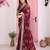 Wine color beautiful printed georgette saree with embroidered lace border