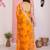 Orange color beautiful printed georgette saree with embroidered lace border