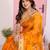Orange color beautiful printed georgette saree with embroidered lace border