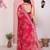 Pink color beautiful printed georgette saree with embroidered lace border