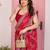 Pink color beautiful printed georgette saree with embroidered lace border