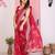 Pink color beautiful printed georgette saree with embroidered lace border