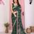 Teal color beautiful printed georgette saree with embroidered lace border