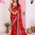 Maroon color beautiful printed georgette saree with embroidered lace border