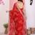 Maroon color beautiful printed georgette saree with embroidered lace border