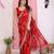 Maroon color beautiful printed georgette saree with embroidered lace border