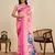 Peach color chinon fabric printed partywear saree