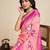 Peach color chinon fabric designer printed partywear saree