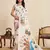 Off white color chinon fabric printed partywear saree