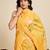 Yellow color chinon fabric designer printed partywear saree