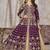 Purple color art silk embroidered anarkali salwar kameez