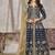 Navy blue color art silk embroidered anarkali salwar kameez