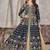 Navy blue color art silk embroidered anarkali salwar kameez
