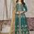 Teal color art silk embroidered anarkali salwar kameez