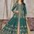 Teal color art silk embroidered anarkali salwar kameez