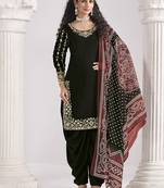 Embroidered chanderi silk black mirror work salwar kameez