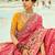 Rani pink embroidered georgette bandhej designer saree