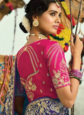 Multicolor embroidered faux georgette bandhej saree 3