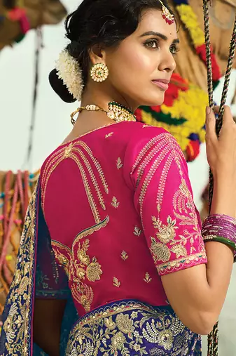 Multicolor embroidered faux georgette bandhej saree