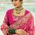 Rani pink embroidered georgette bandhej designer saree