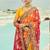 Multicolor embroidered georgette bandhej designer saree