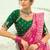 Rani pink embroidered georgette bandhej designer saree
