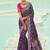 Violet embroidered georgette bandhej designer saree