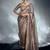Light brown tissue organza saree with moti, cutdana & sequins work
