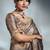 Light brown tissue organza saree with moti, cutdana & sequins work
