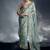 Light blue tissue organza saree with moti, cutdana & sequin khatli work
