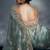 Light blue tissue organza saree with moti, cutdana & sequin khatli work